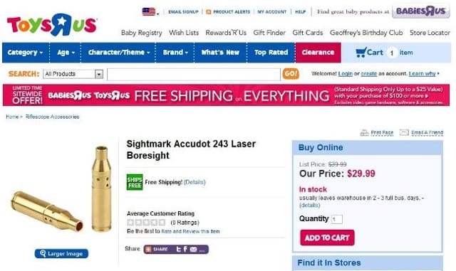 Geestelijk gevogelte Verkoper Toys R Us Selling Sightmark Accudot 243 Laser Boresight - The Truth About  Guns