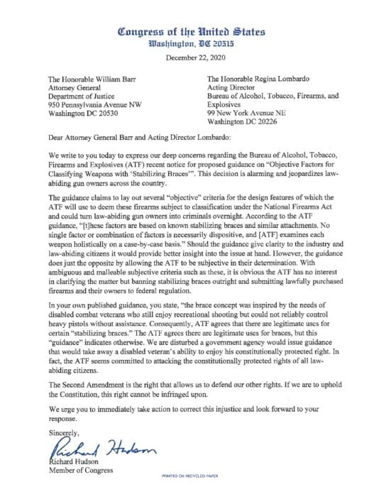 90 Congressmen Send Letter Opposing ATF's Regulation of Pistol ...