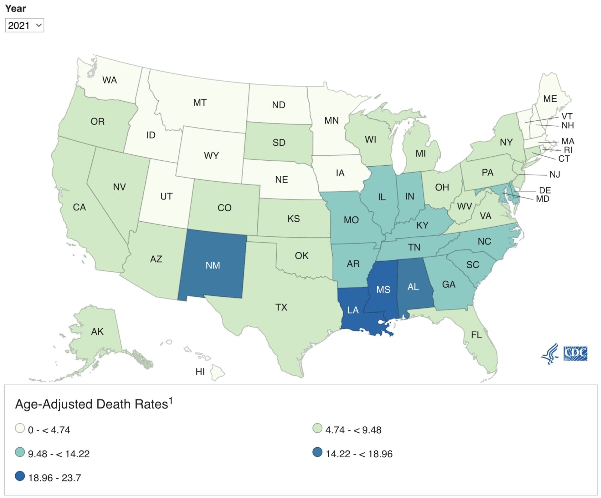 Settled Science The 2020 Spike In Violent Crime Isn T A Red State   CDC Map 1920x1593 