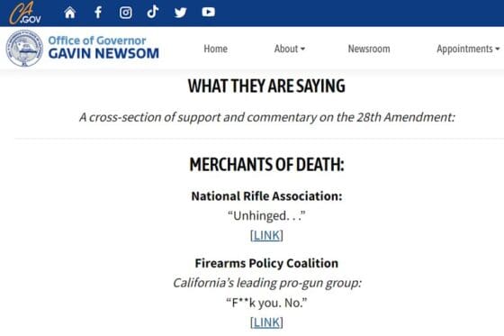 Gavin Newsom: Only ‘Merchants of Death’ Oppose His 28th Amendment Gun Control Proposal